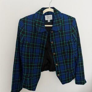 Amanda Smith Blue and Green Plaid Blazer